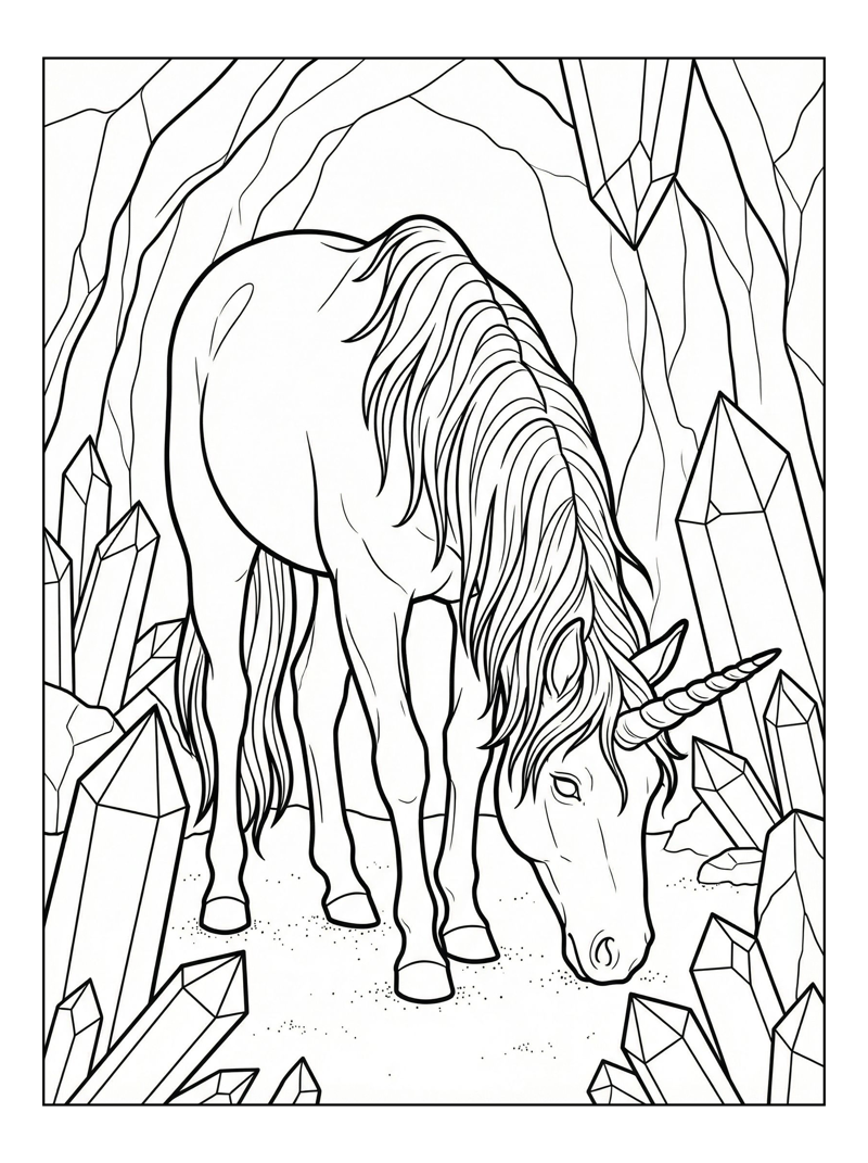 Unicorn Grazing In Crystal Cave