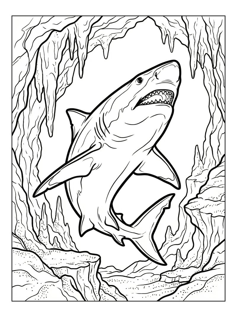 Bull Shark Breaching Underwater Cave