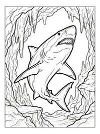 Bull Shark Breaching Underwater Cave