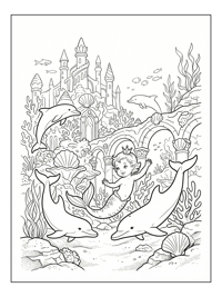 Baby Mermaid Playing With Dolphins Palace