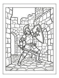 Paladin Defending In Stone Castle