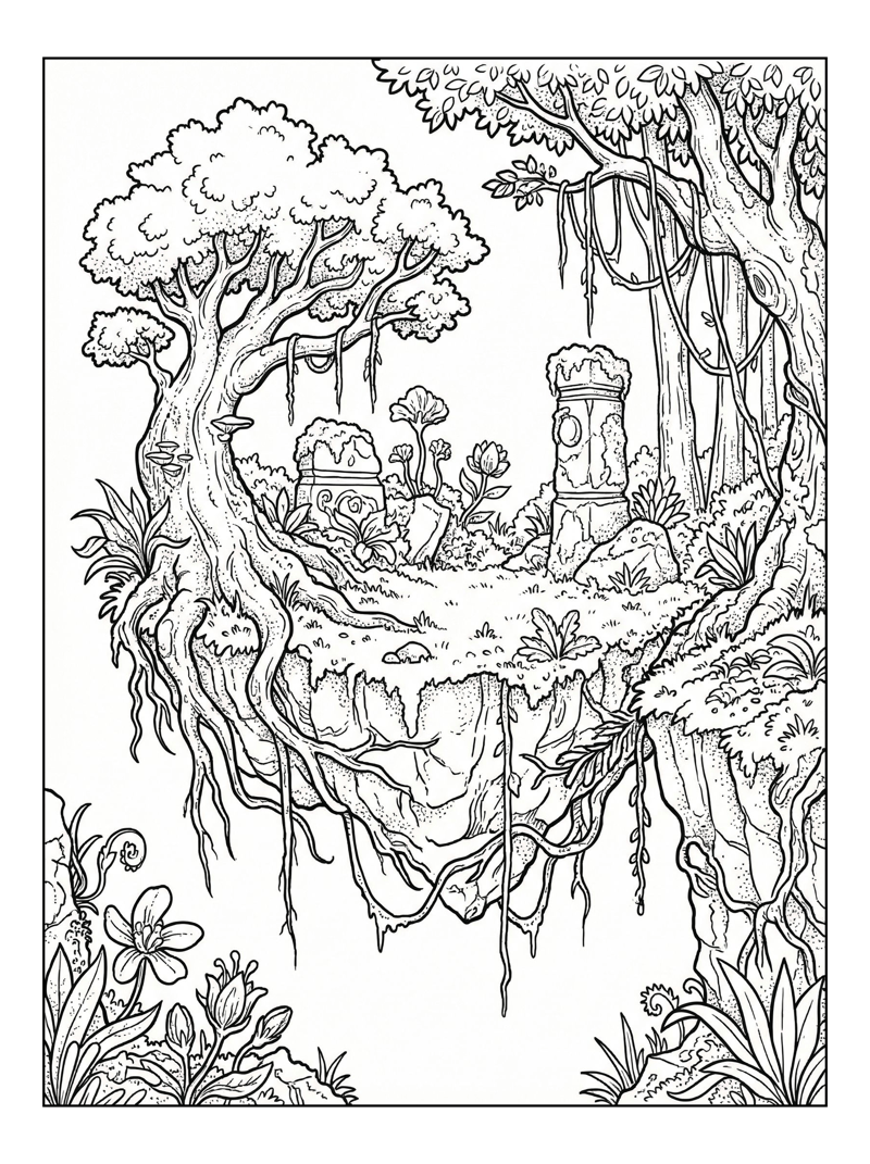 Enchanted Forest Island Stone Pillars