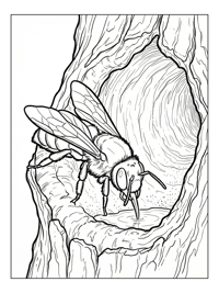 Mason Bee Drinking Water Tree Trunk