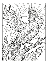 Ancient Fire Phoenix Perching In Sunlit Sky