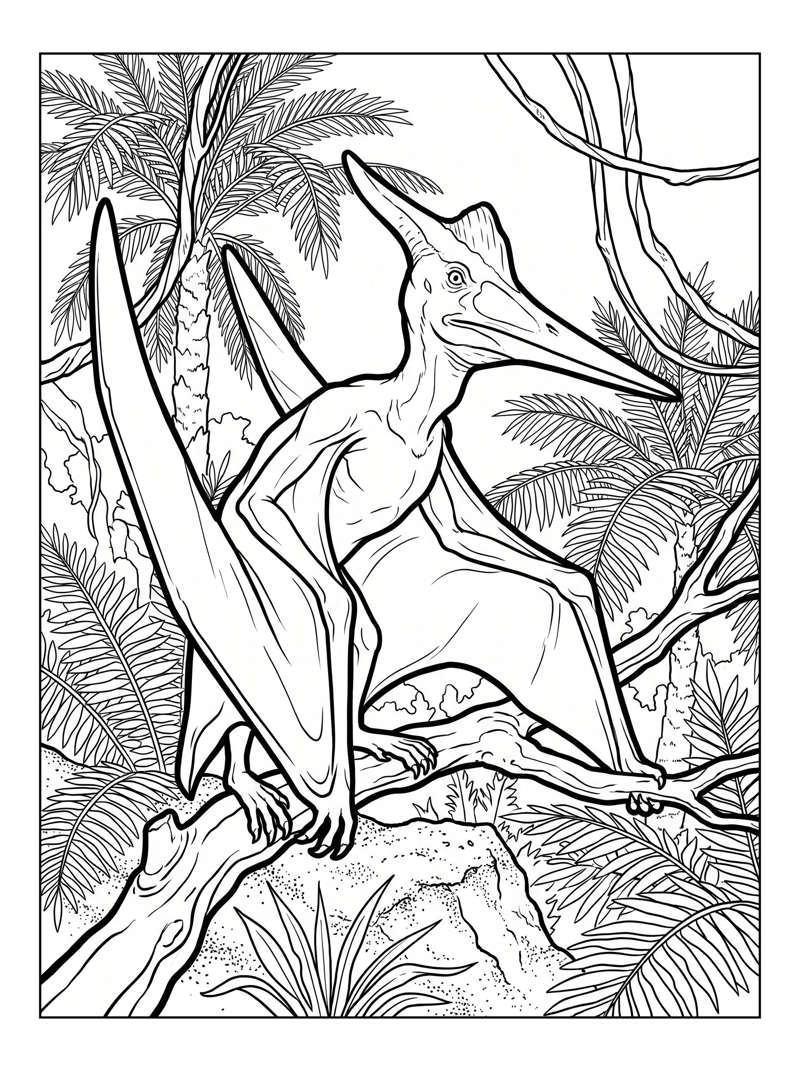 Pterodactyl Perching In Prehistoric Jungle