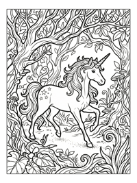 Celestial Unicorn Trotting Enchanted Forest