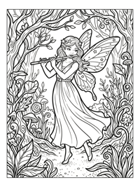 Star Fairy Playing Flute Enchanted Forest