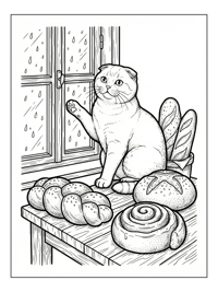 Scottish Fold Cat Rain Window Bakery