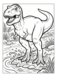 Juvenile T Rex Stomping In River