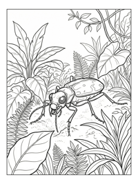 Tiger Beetle Digging In Tropical Foliage