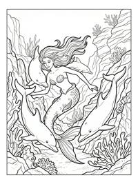 Mermaid Princess Playing With Dolphins