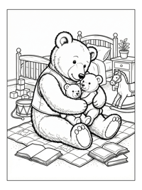 Teddy Bear Hugging Babies In Bedroom