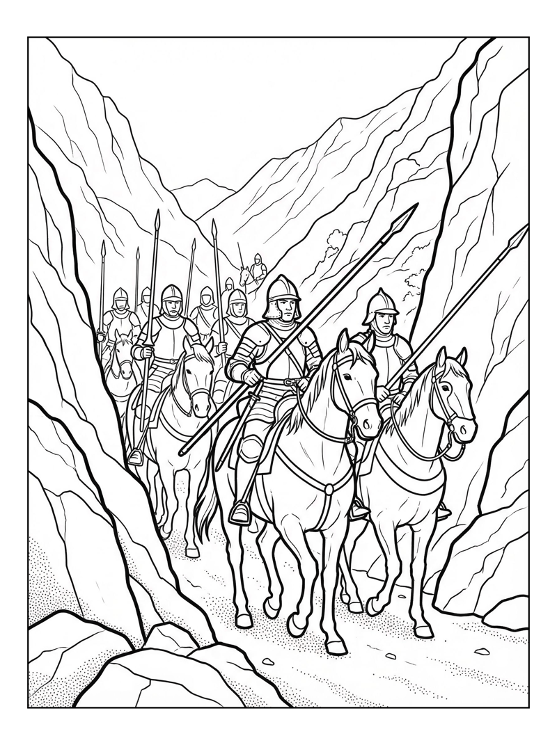 Heavy Cavalry Patrolling Mountain Pass