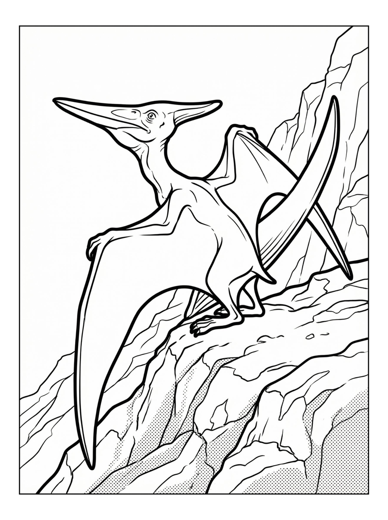 Pterodactyl Resting On Rocky Outcrop