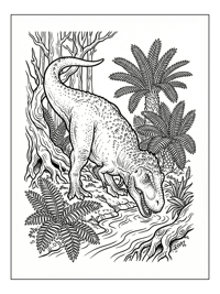 T-Rex Drinking In Jungle Stream