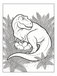 Tyrannosaurus Nesting Eggs Fern Field