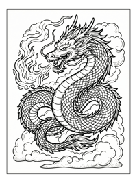 Eastern Dragon Breathing Fire Cloud Kingdom