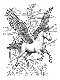 Pegasus Galloping Through Cloudy Sky