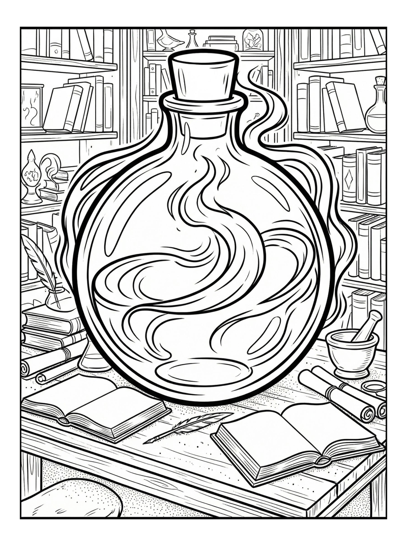 Potion Bottle Pulsating In Library