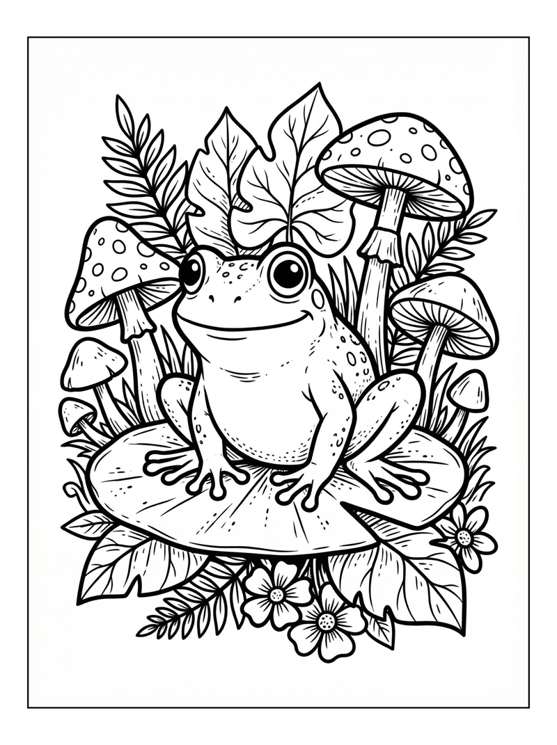 Bullfrog Sitting On Lily Pad