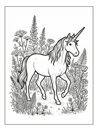Unicorn Walking In Rainbow Meadow