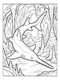 Sawshark Swimming Underwater Cave