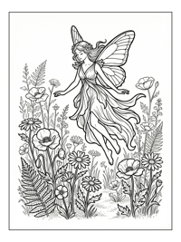 Flower Fairy Hovering In Wildflower Field