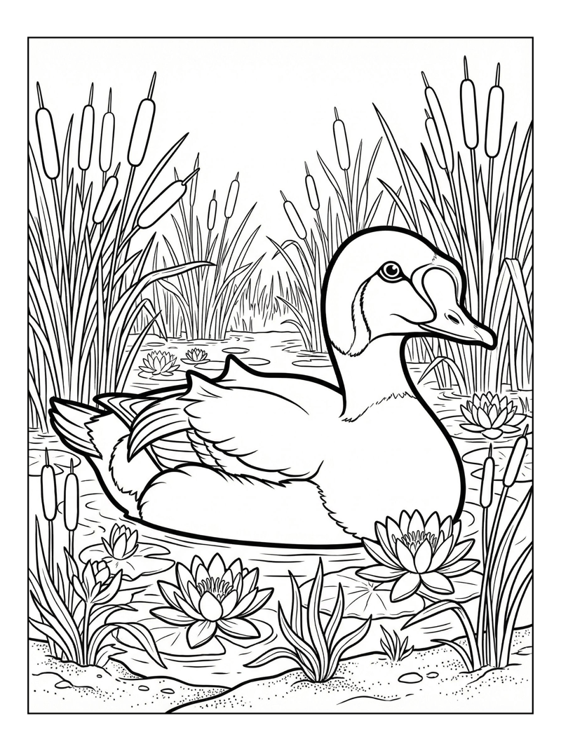King Eider Paddling Wetland Marsh