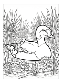 King Eider Paddling Wetland Marsh