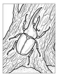 Hercules Beetle Resting On Tree Bark