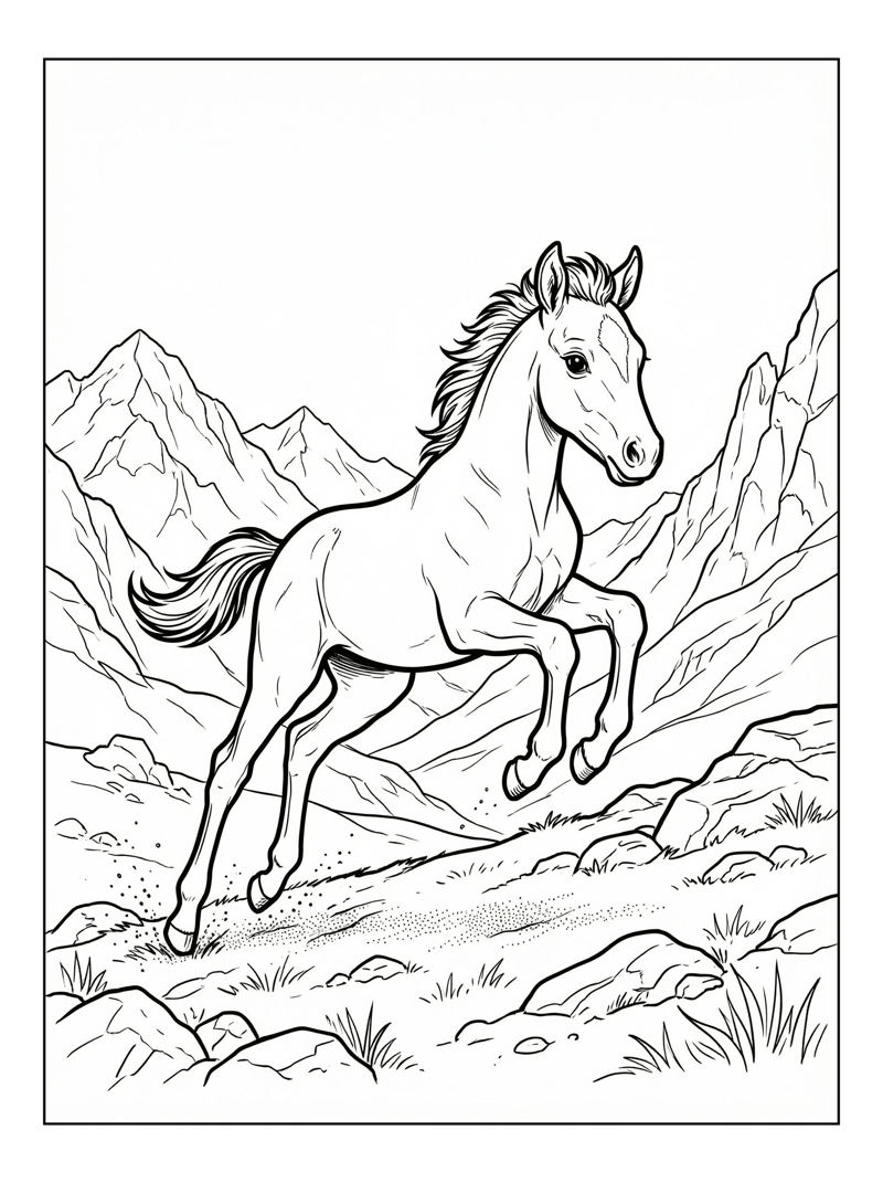 Foal Leaping Mountain Path