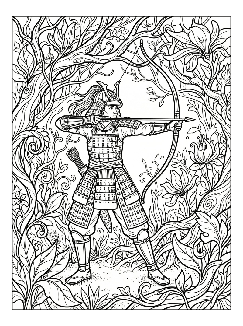 Warrior Princess Aiming Bow Enchanted Forest