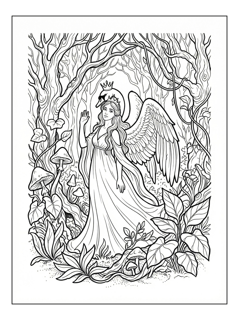 Swan Princess Waving In Enchanted Forest