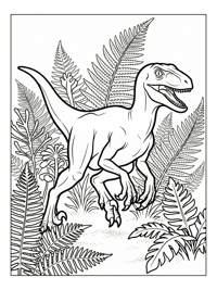 Dinosaur Running Through Fern Forest