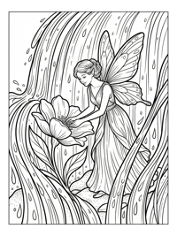 Tooth Fairy Tending Flower By Waterfall