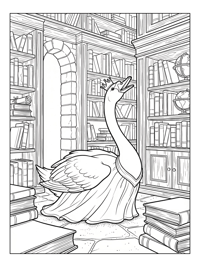 Swan Princess Singing In Castle Library