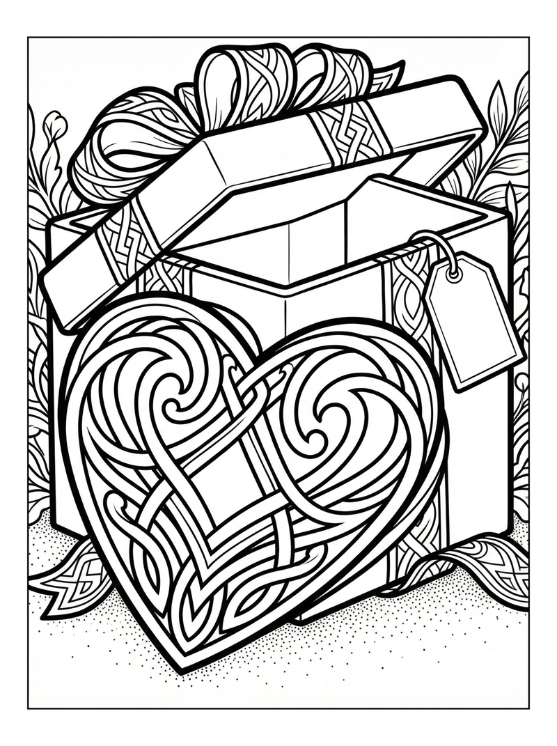 Celtic Heart In Open Gift Box