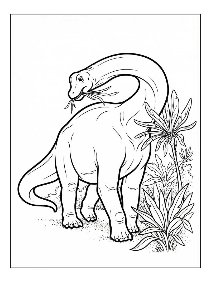 Baby Brachiosaurus Browsing Open Plain