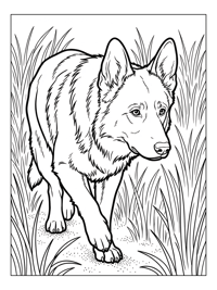German Shepherd Walking In Grassy Park