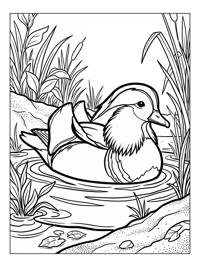 Mandarin Duck Floating In Pond