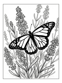 Monarch Butterfly Resting In Lavender Field