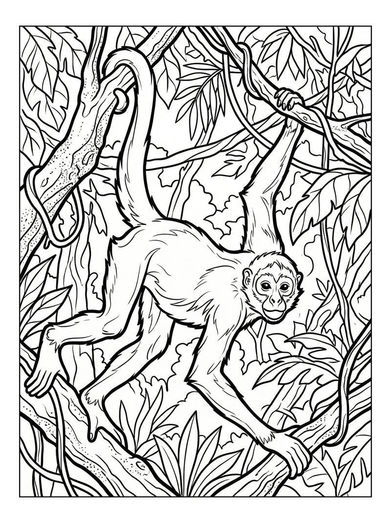 Spider Monkey Climbing Jungle Canopy