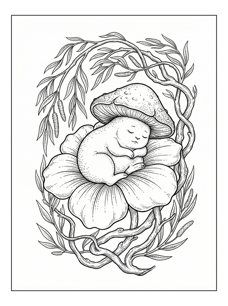 Fairy Creature Sleeping On Flower Petal