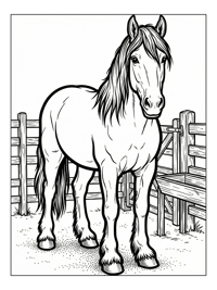 Clydesdale Horse Standing In Paddock