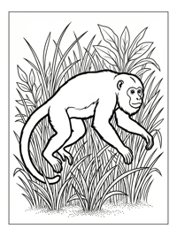 Howler Monkey Jumping In Tall Grass