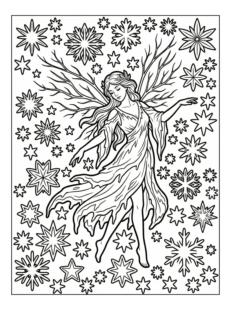 Winter Fairy Dancing Among Stars