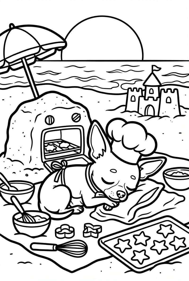 Sleepy Chihuahua in a beach baking