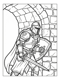 Paladin Knight Guarding Stone Castle Arch