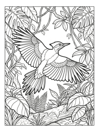 Woodpecker Gliding Through Tropical Rainforest