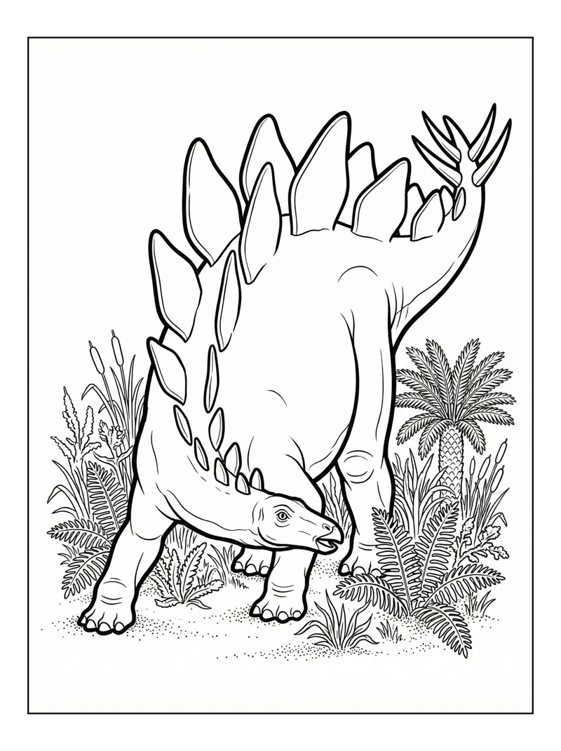 Stegosaurus Stretching In Swampy Marsh